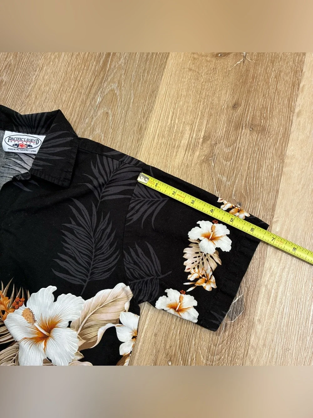 Pacific Legend Kids Hawaiian Aloha Shirt Black Floral Hibiscus 100% Cotton USA S